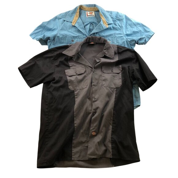 Vintage Dickies Mens Work Shirt XL Lot of Two Short Sleeve Button Up Workwear - Picture 1 of 16